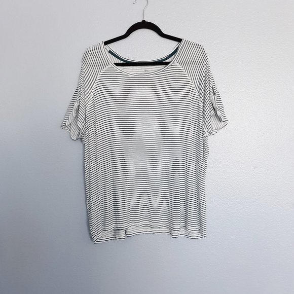 St. John's Bay Tops - Women's St John's Bay Active Tee Teal Stripes XXL